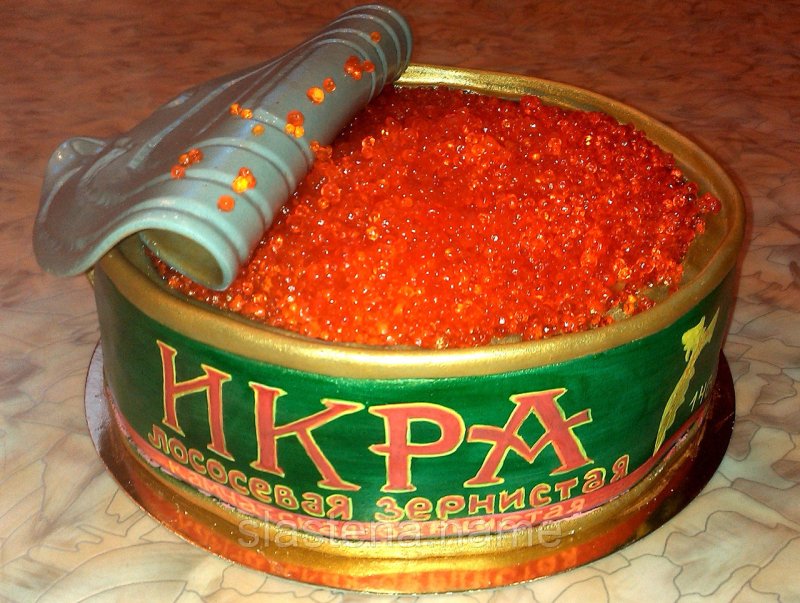 Надпись на торте с икрой