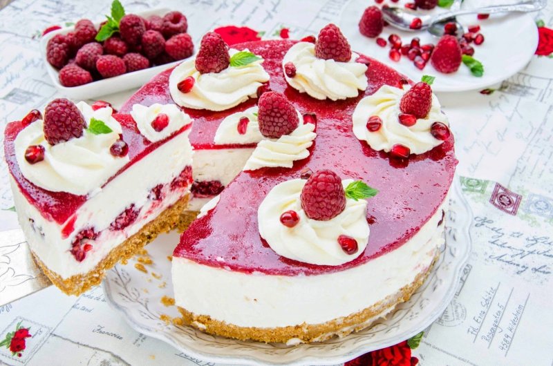 Немецкий торт с творогом и малиной Himbeer-Quark-torte