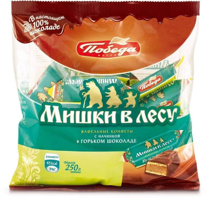 Конфеты победа вкуса мишки в лесу вафельные