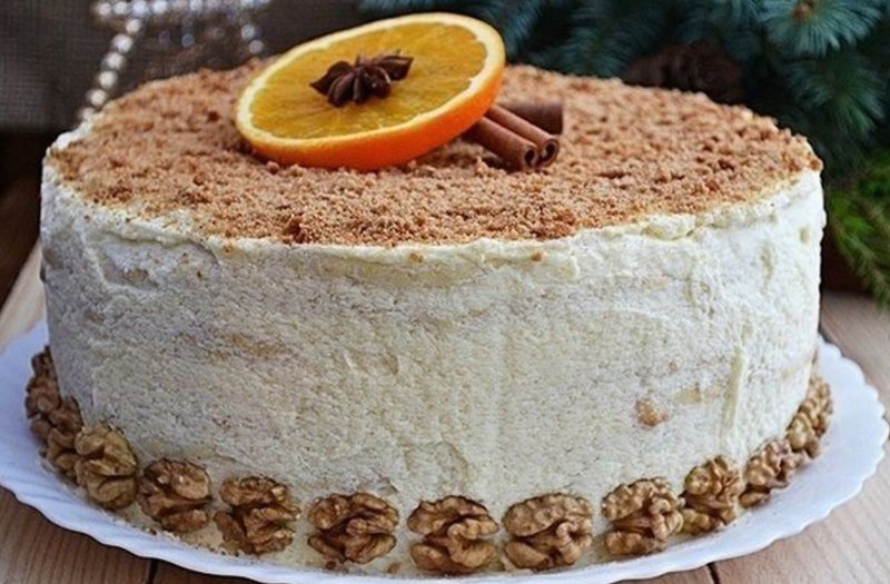 Торт с творогом и фруктами