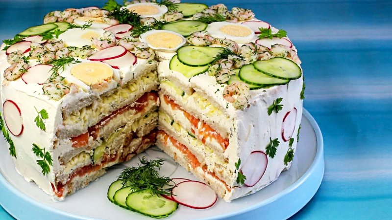 Закусочный торт из тостового хлеба