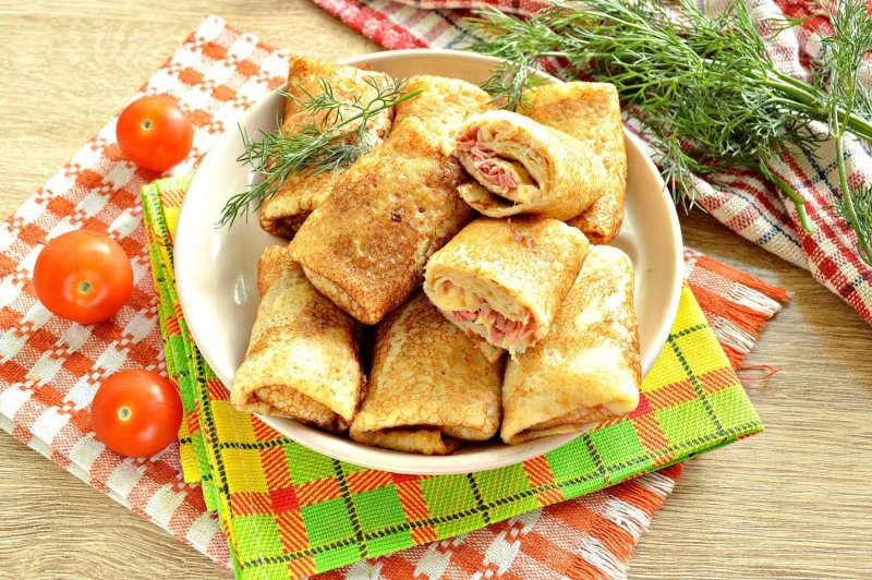 Блины с творожной начинкой