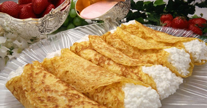 Блины фаршированные творогом