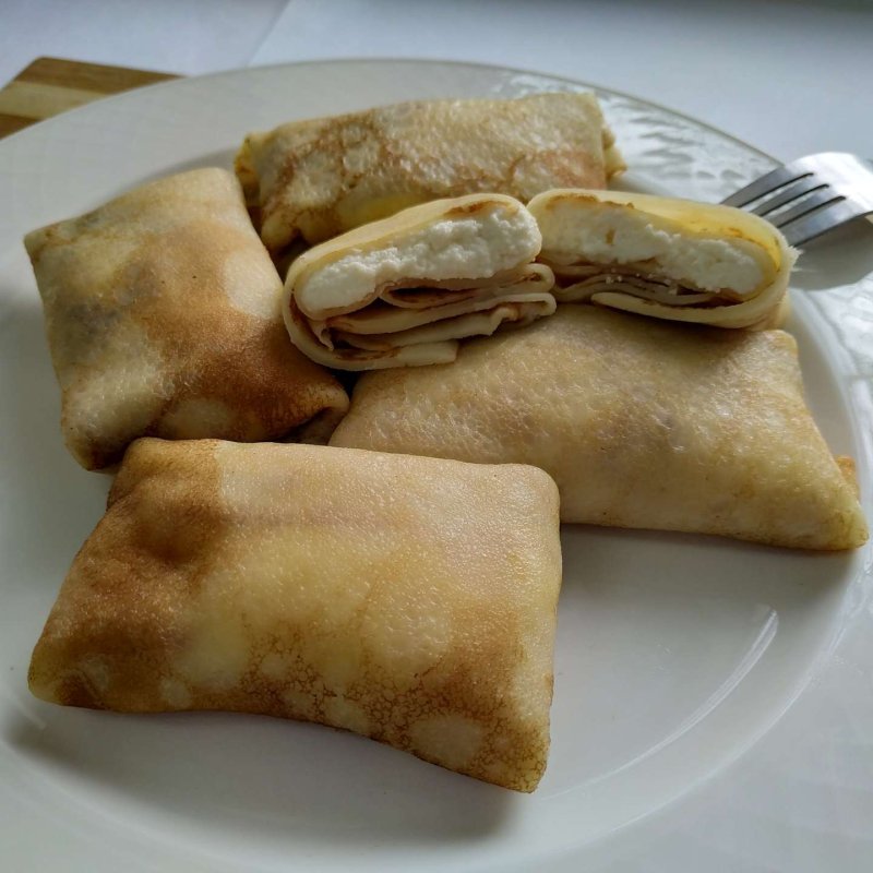 Блины фаршированные творогом