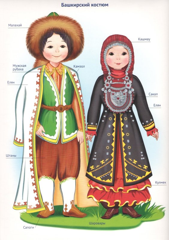 Национальный костюм Башкирии рисунок