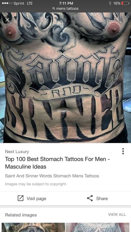 Tattoo на животе мужские