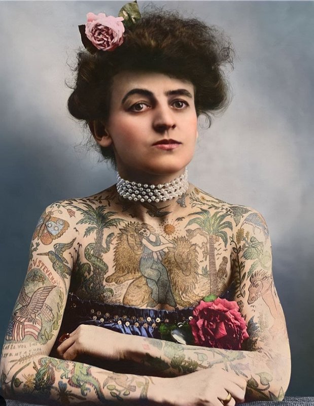 Мод Вагнер — первая известная татуировщица в США, 1907 Г.