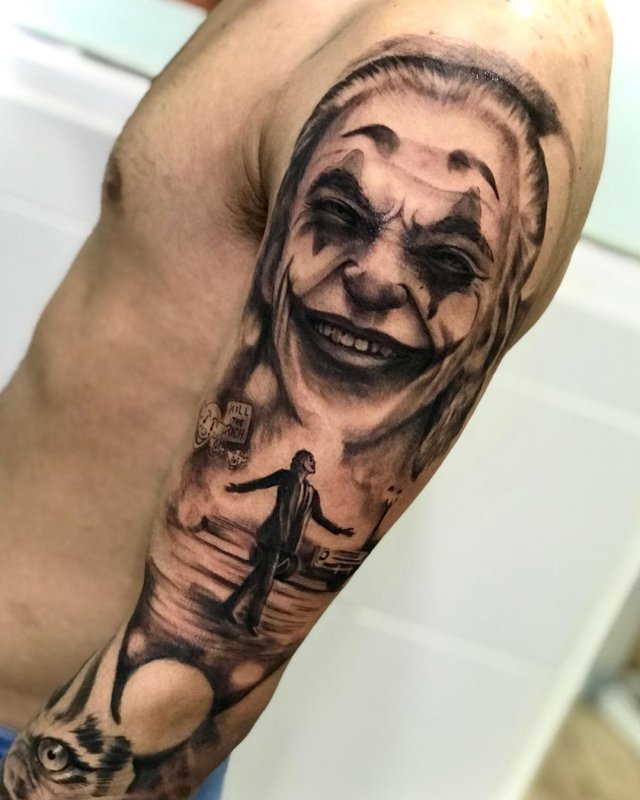 Тату Джокер на руке для мужчин