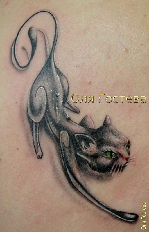 Тату кошка мультяшная