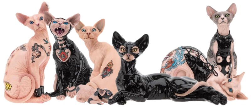 Кошка сфинкс в наколках