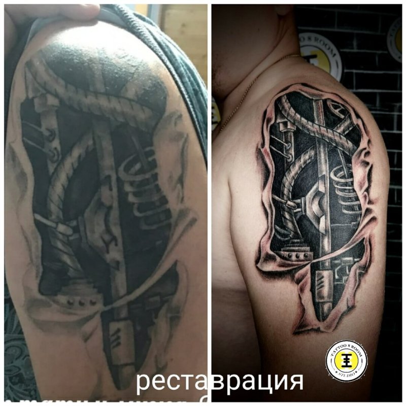 Перекрытие тату до и после