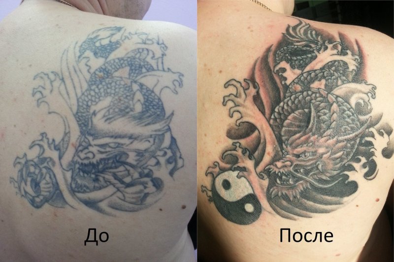 Тату до и после заживления