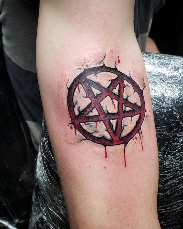 Тату пентаграмма Wicca