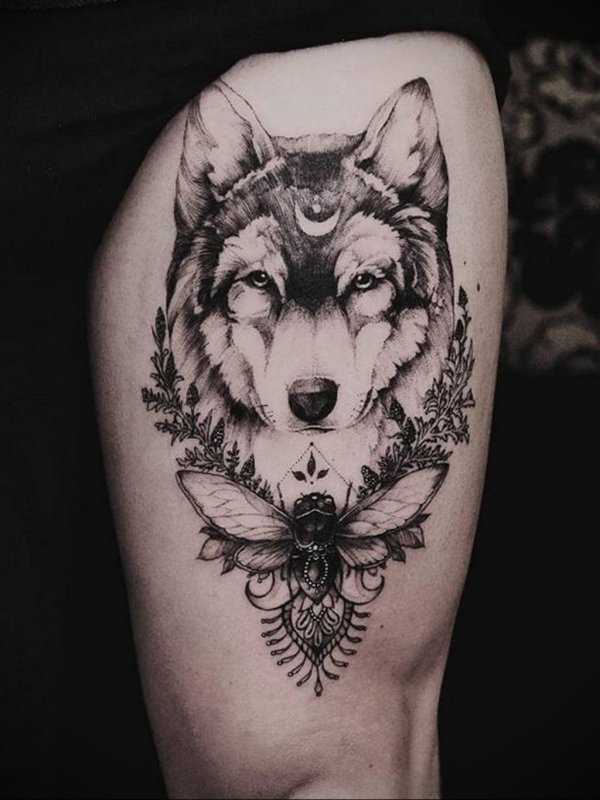 Волк dotwork