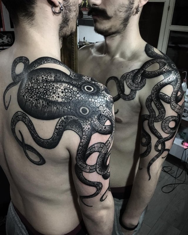 Тату осьминог мужские