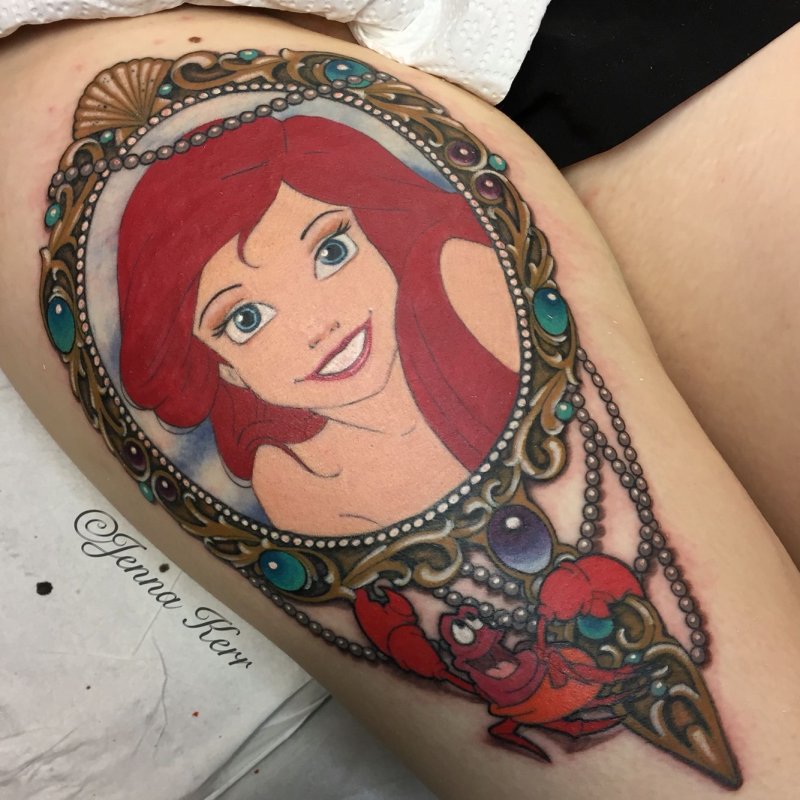 Русалочка Ариэль тату эскиз
