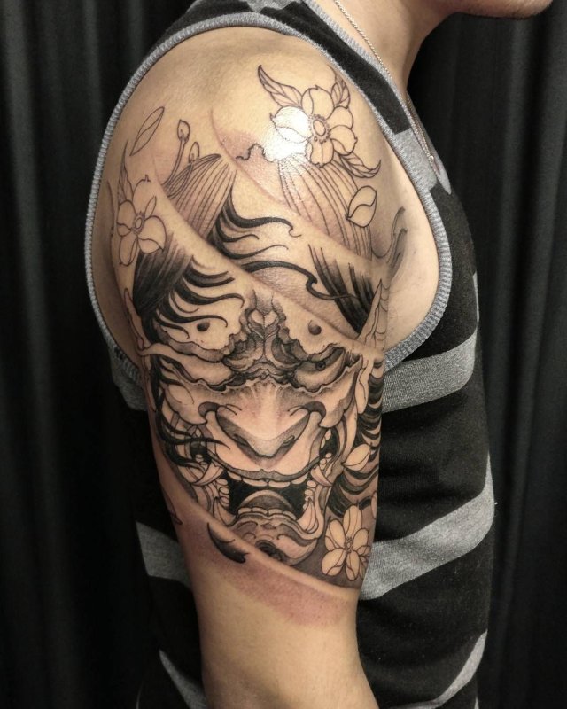 Японская маска Hannya самурая рукав