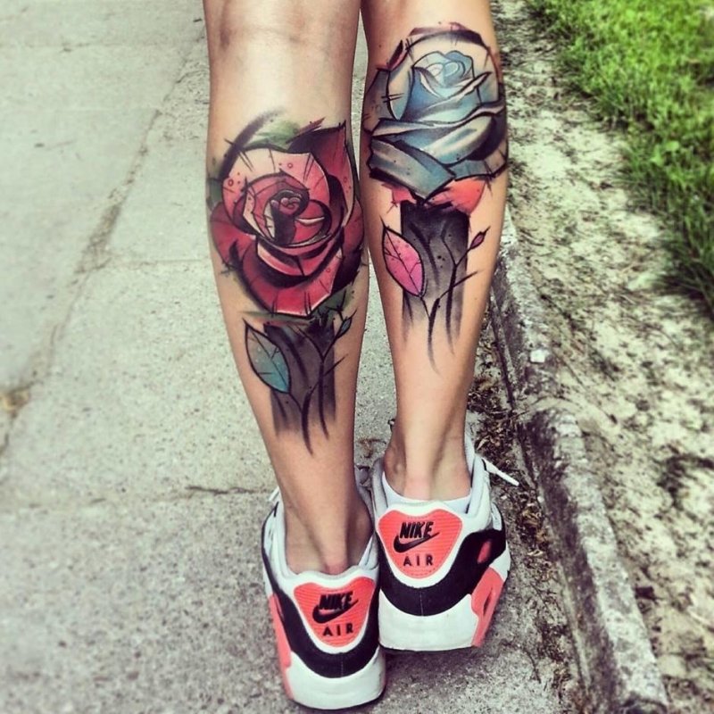 Тату на ноге женские на икре