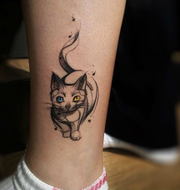 Кот тату эскиз