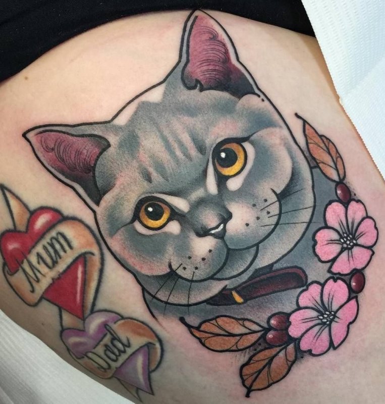 Эскиз тату сфинкс кот