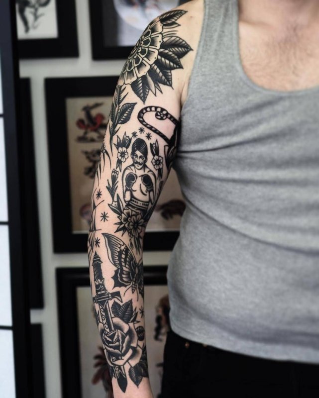Blackwork тату Sleeve