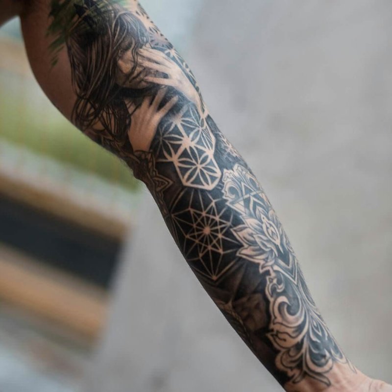 Стиль тату блэкворк blackwork