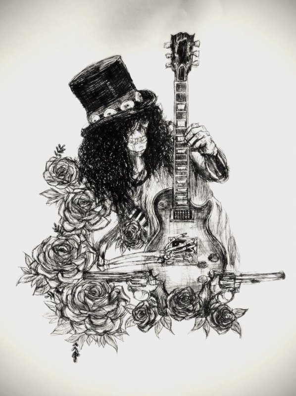 Слэш Guns n Roses рисунок