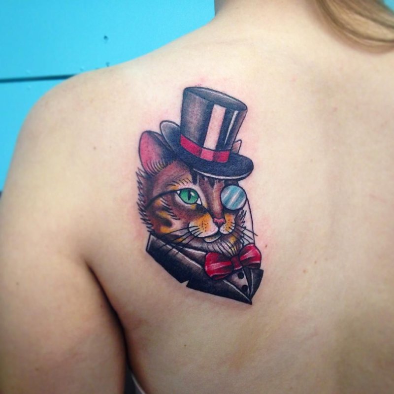 Коты в шляпах тату
