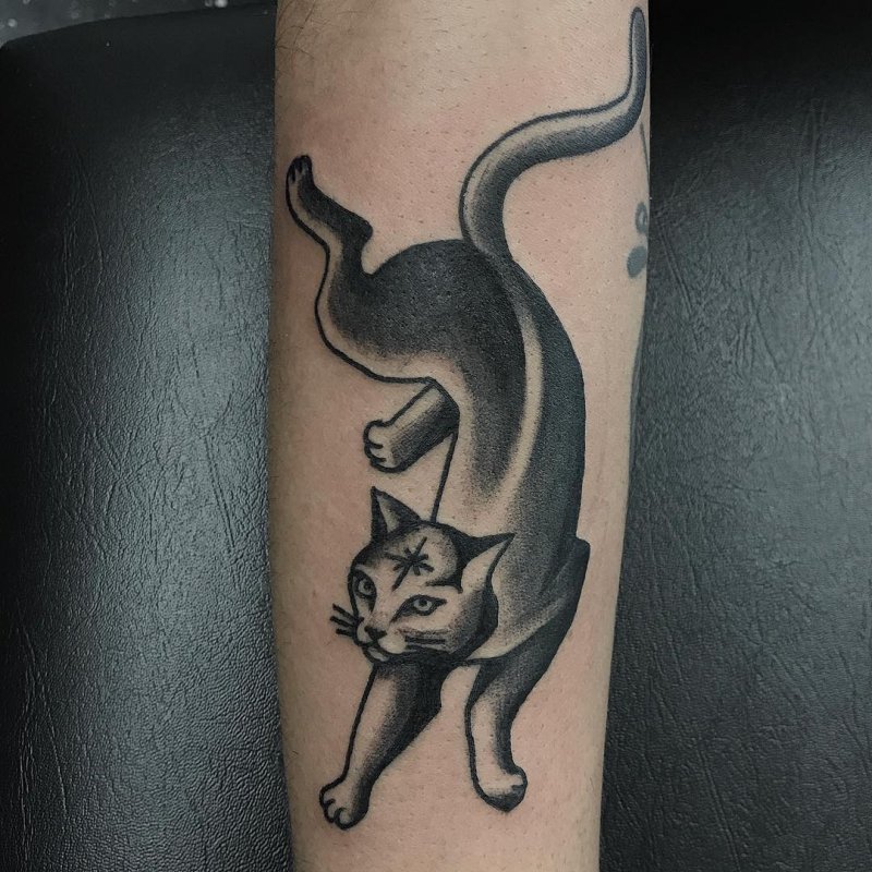 Кот тату эскиз