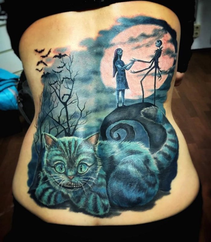 Тату черная кошка