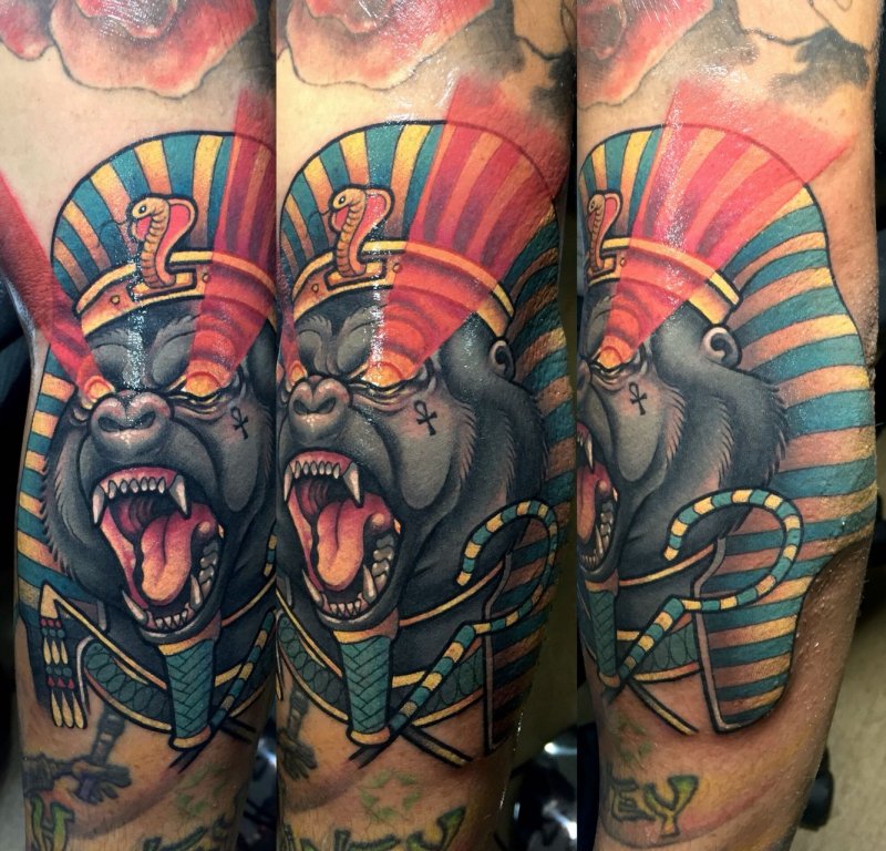 Тату old School Anubis