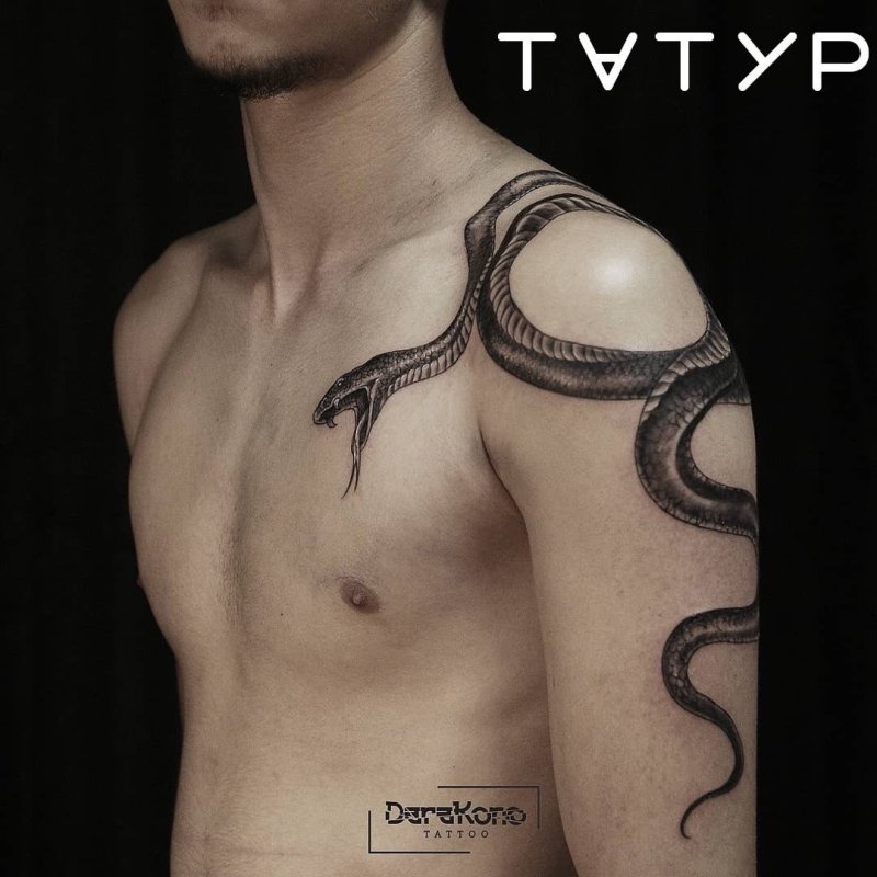 Тату змеи на плече мужские