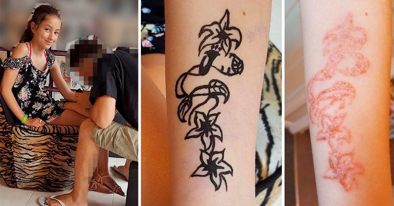 Рисунки хной до и после