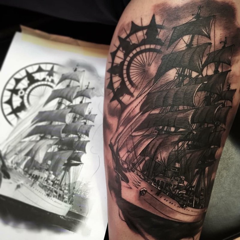 Tattoo Realism корабль
