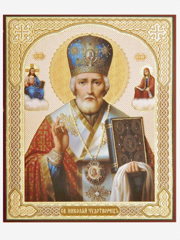 Икона Николая Чудотворца янтарь