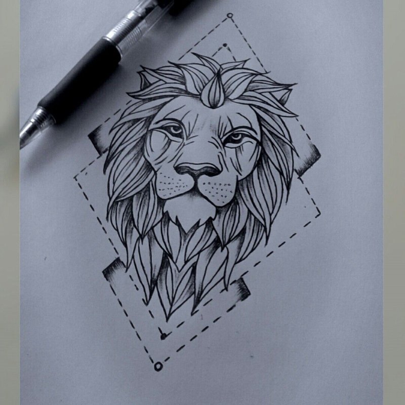 Татуировка на кисти геометрия Lion