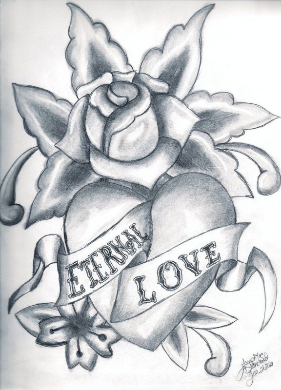 Тату Love эскиз
