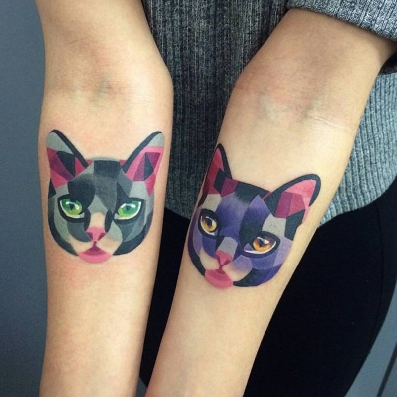 Парные тату котов