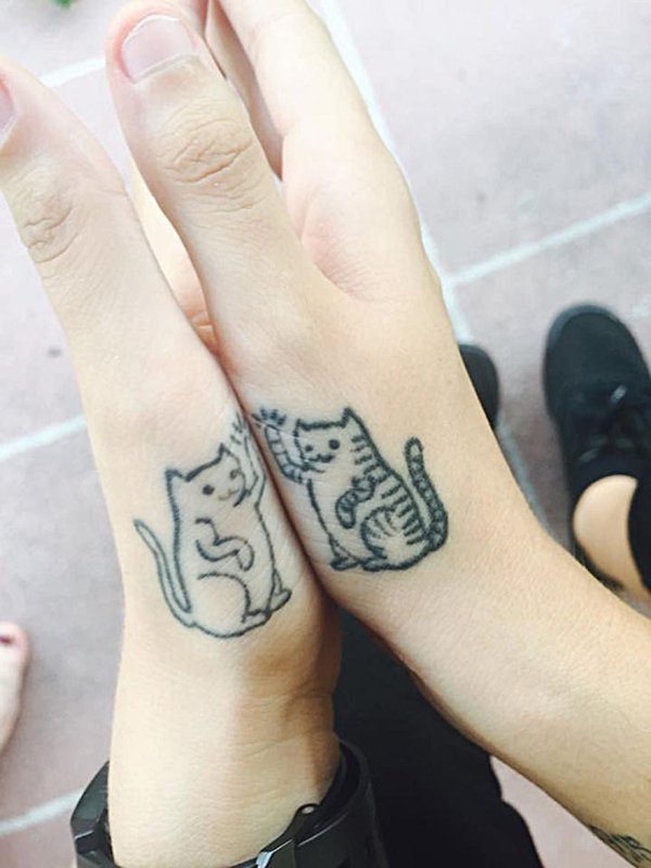 Парные тату кот
