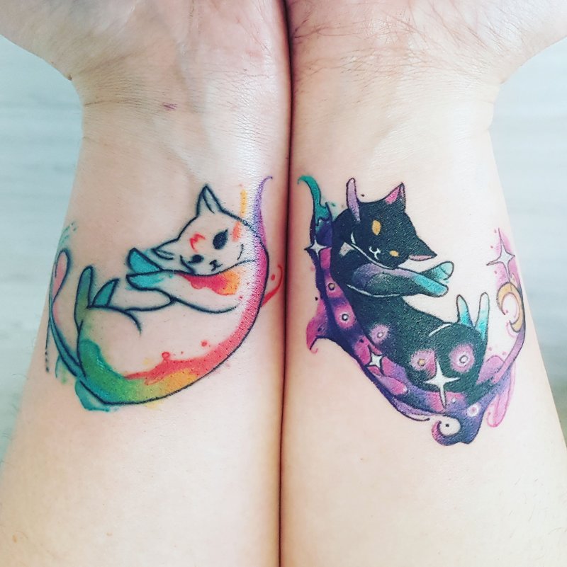 Парное тату котики