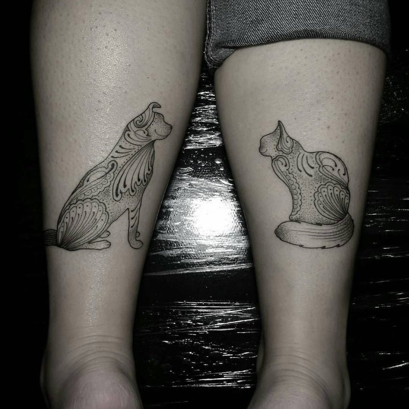 Парные тату котики