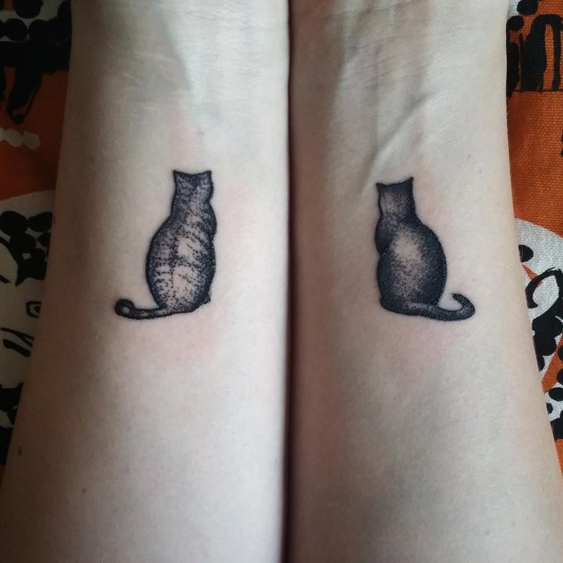 Парные тату котики