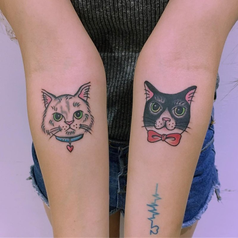 Парные тату котики
