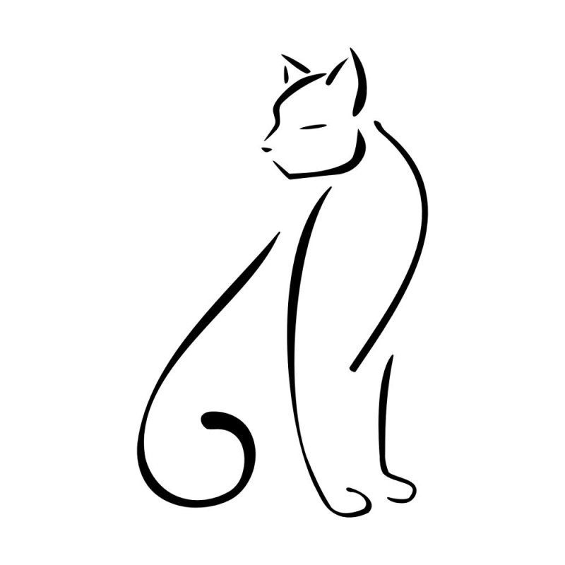 Тату силуэт кошки