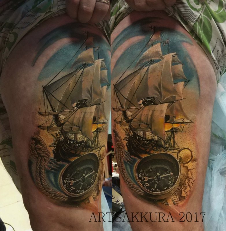 Тату пиратский корабль