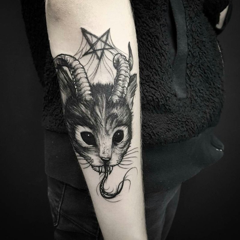 Кот тату эскиз