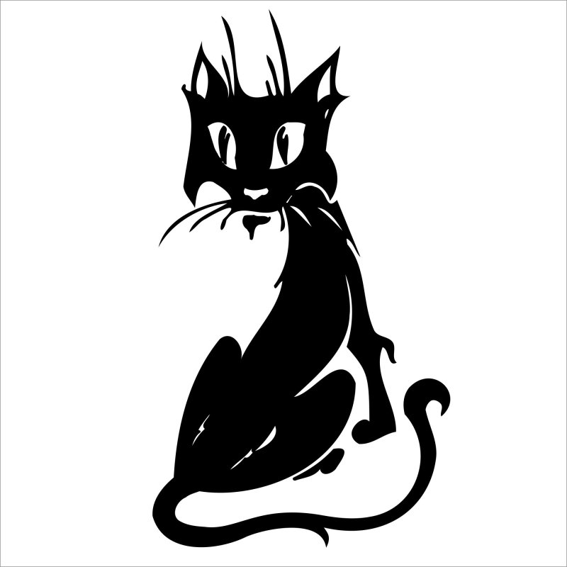 Кошка потягивается силуэт