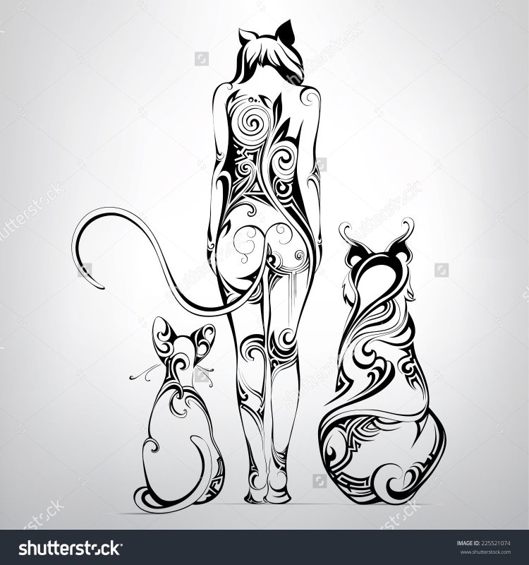 Тату черный кот
