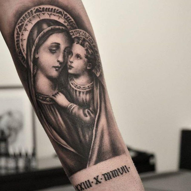 Тату икона Дева Мария