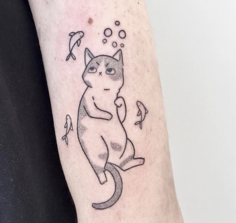 Мини тату кот